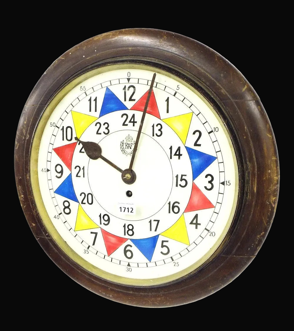 RAF 1940 Pattern "Battle of Britain" Replica Sector Wall Clock with Silent Sweep Movement in Wooden Case (Size 14" / 35.6cm)