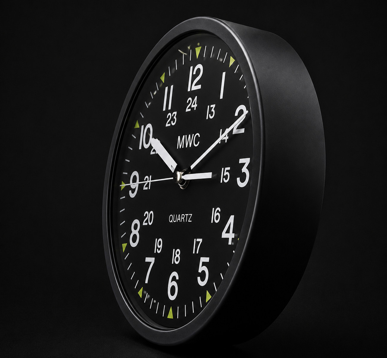 MWC US Military Pattern 12/24 Hour Wall Clock with Silent Sweep Movement (Size 22.5 cm / approx 9")
