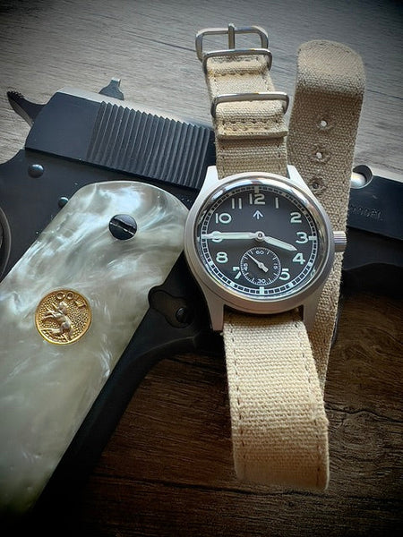 MWC 1940s/1950s "Dirty Dozen" Pattern General Service Watch with Box Sapphire Crystal and Automatic Self Winding Mechanical Movement