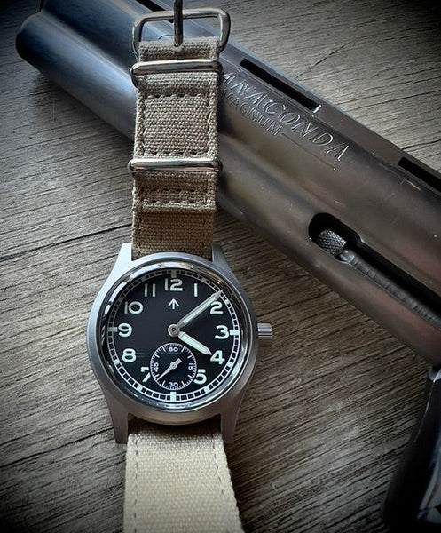 MWC 1940s/1950s "Dirty Dozen" Pattern General Service Watch with Box Sapphire Crystal and Automatic Self Winding Mechanical Movement