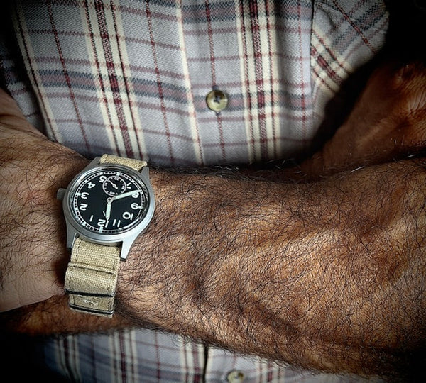 MWC 1940s/1950s "Dirty Dozen" Pattern General Service Watch with Box Sapphire Crystal and Automatic Self Winding Mechanical Movement