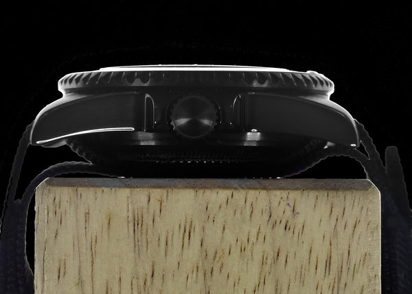 MWC 24 Jewel 1982 Pattern 300m Automatic Military Divers Watch in Black PVD with a Sapphire Crystal on a NATO Webbing Strap (Non Date Version)
