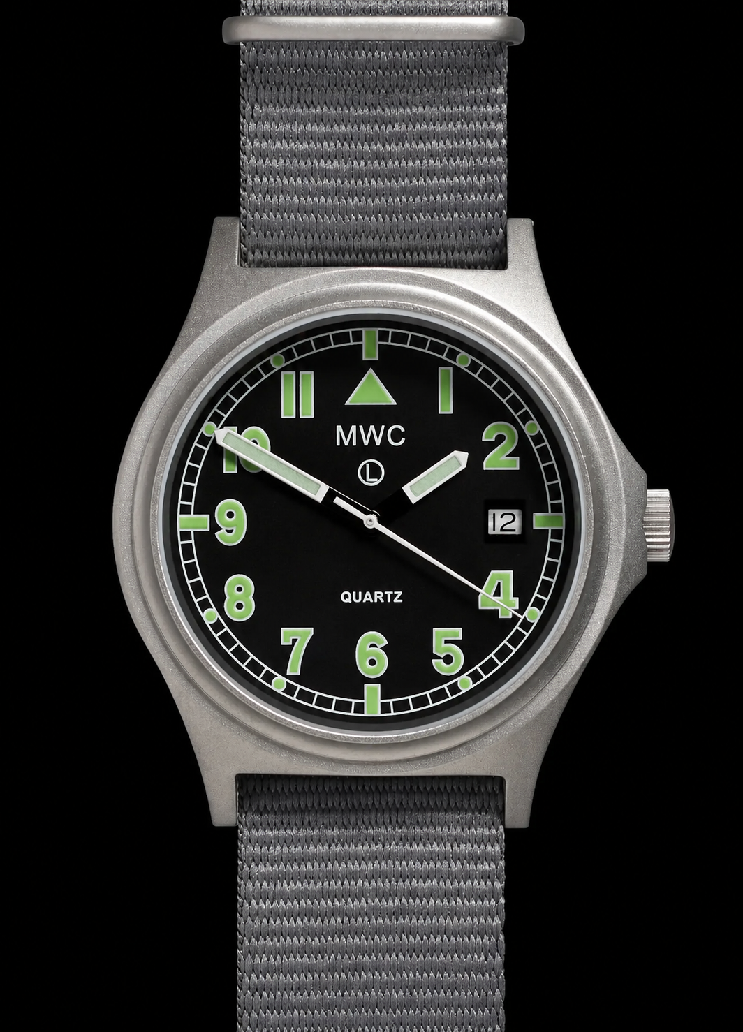 MWC G10 200m/660ft Water resistant Stainless Steel Military Watch with Sapphire Crystal and Date - NATO Stock Number: NSN 6645-99-472-3228D