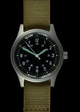 GG-W-113 U.S 1960s Pattern Automatic Military Watch with Shatter and Scratch Resistant Sapphire Box Crystal on Matching Retro Stainless Steel 