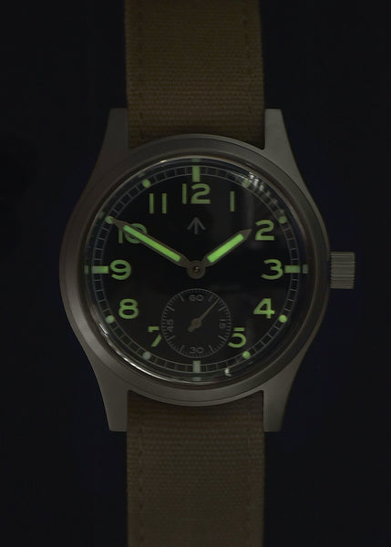 MWC 1940s/1950s "Dirty Dozen" Pattern General Service Watch with Box Sapphire Crystal and Automatic Self Winding Mechanical Movement