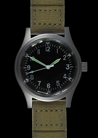 MWC Mk III Stainless Steel 1950's Pattern 100m Water Resistant Automatic Military Watch with Retro Dial and Sapphire Crystal