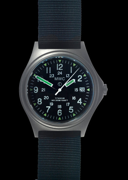 MWC Titanium General Service Watch, 300m Water Resistant, 10 Year Battery Life, Luminova, Sapphire Crystal and 12/24 Dial Format (Date Version)