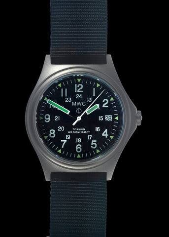MWC Titanium General Service Watch, 300m Water Resistant, 10 Year Battery Life, Luminova, Sapphire Crystal and 12/24 Dial Format (Date Version)