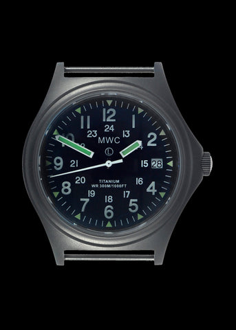 MWC Titanium General Service Watch, 300m Water Resistant, 10 Year Battery Life, Luminova, Sapphire Crystal and 12/24 Dial Format (Date Version)