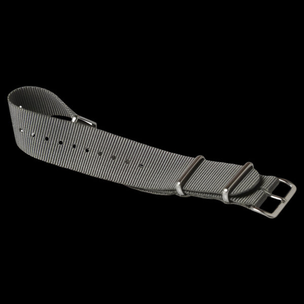 Single Pass 22mm Admiralty Grey NATO Military Watch Strap in Ballistic Nylon with Stainless Steel Fasteners