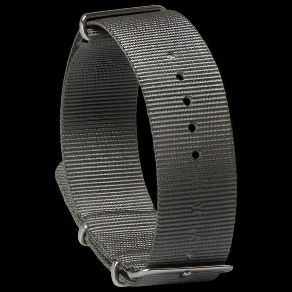 Single Pass 24mm Admiralty Grey NATO Military Watch Strap in Ballistic Nylon with Stainless Steel Fasteners