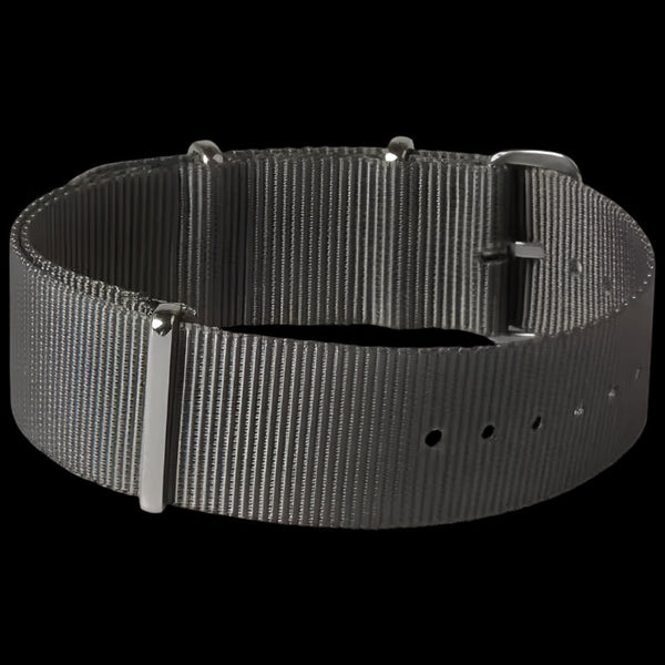 Single Pass 22mm Admiralty Grey NATO Military Watch Strap in Ballistic Nylon with Stainless Steel Fasteners