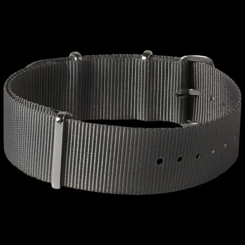 Single Pass 22mm Admiralty Grey NATO Military Watch Strap in Ballistic Nylon with Stainless Steel Fasteners