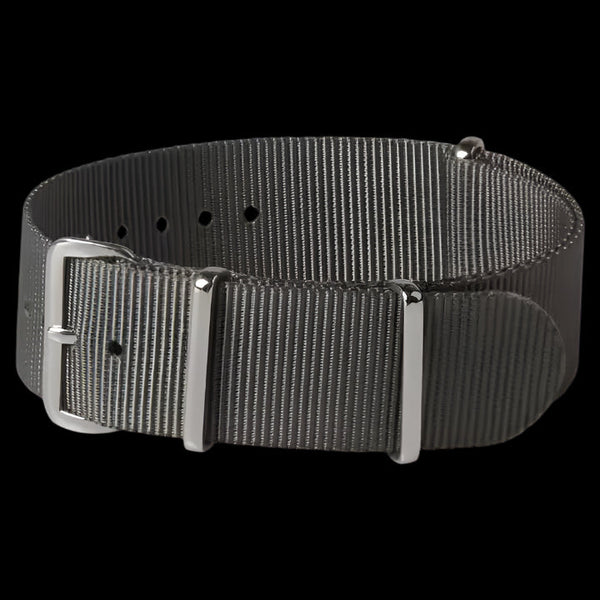 Single Pass 24mm Admiralty Grey NATO Military Watch Strap in Ballistic Nylon with Stainless Steel Fasteners