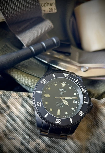 MWC 24 Jewel 300m Automatic Divers Watch with PVD Bracelet, Ceramic Bezel and Sapphire Crystal