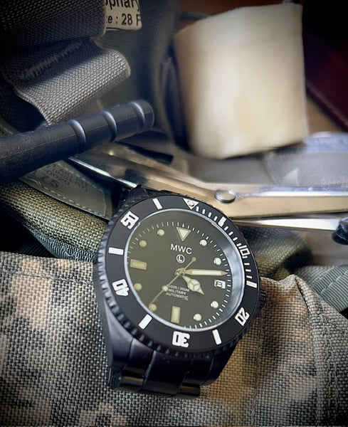 MWC 24 Jewel 300m Automatic Divers Watch with PVD Bracelet, Ceramic Bezel and Sapphire Crystal