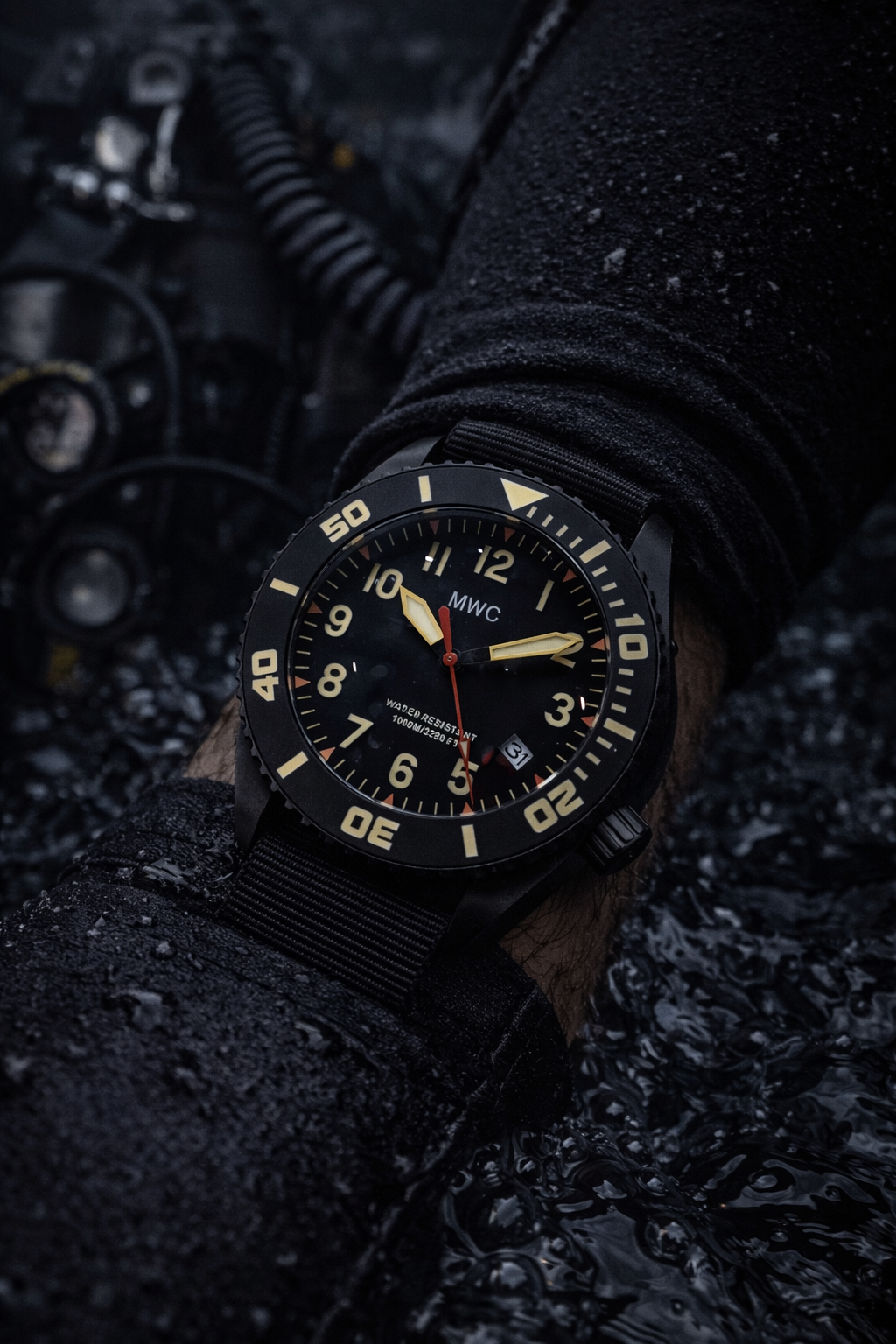 MWC "Depthmaster" 100atm / 3,280ft / 1000m Water Resistant Military Divers Watch in a PVD Titanium Case with Luminova and a Helium Valve (Automatic)