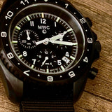 MWC NATO Pattern Stainless Steel Military Pilots Chronograph with Sapphire Crystal and Swiss Ronda Movement - 12 Hour GMT Bezel and GTLS/Tritium Illumination