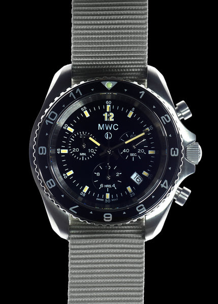 MWC NATO Pattern Stainless Steel Military Pilots Chronograph with Sapphire Crystal and Swiss Ronda Movement- 12 Hour GMT Bezel