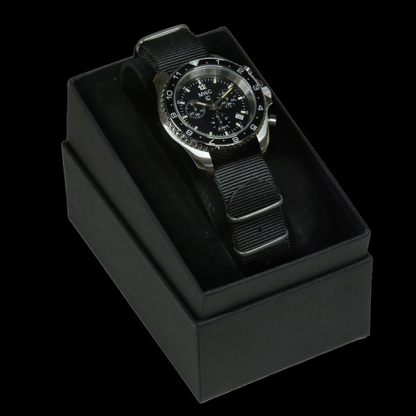 MWC NATO Pattern Stainless Steel Military Pilots Chronograph with Sapphire Crystal and Swiss Ronda Movement- 12 Hour GMT Bezel