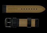 22mm MWC Black Carbon Fibre Effect Leather Watch Strap