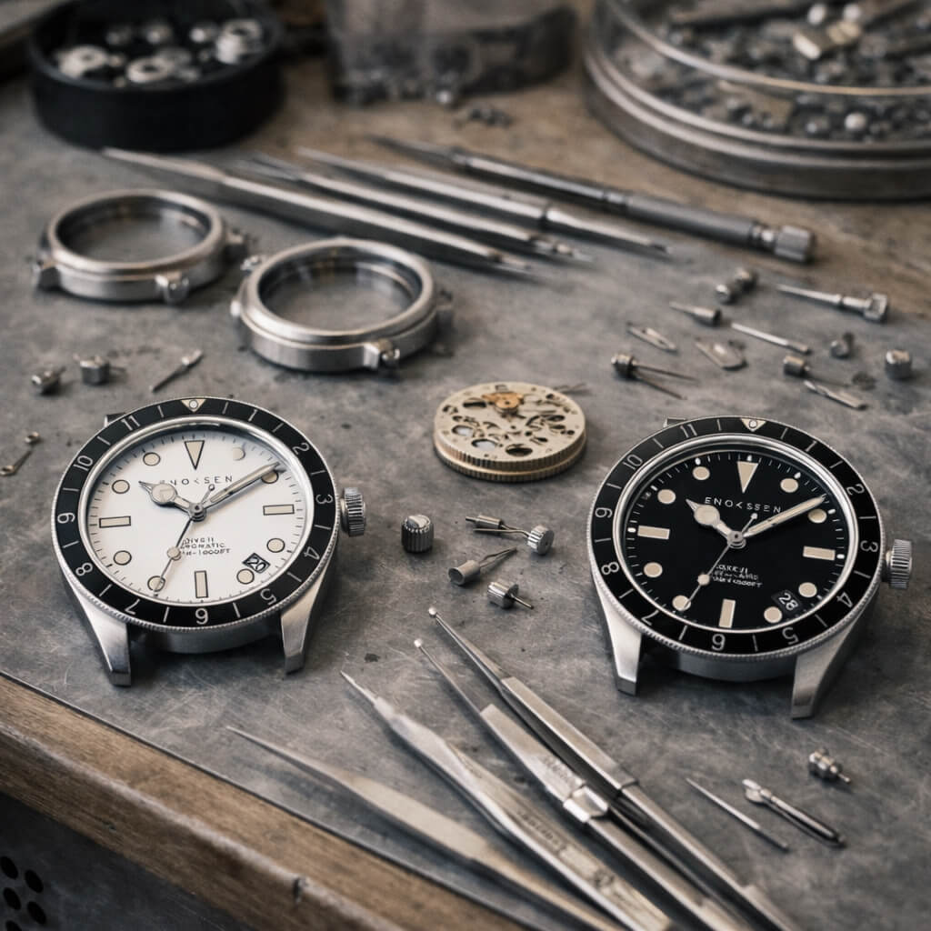 Enoksen Automatic Dive Watch - White Dial Edition ◇ 39mm