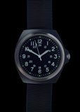 MIL-W-46374C 1980s U.S pattern Military Watch  in Black on a Nylon Webbing Strap