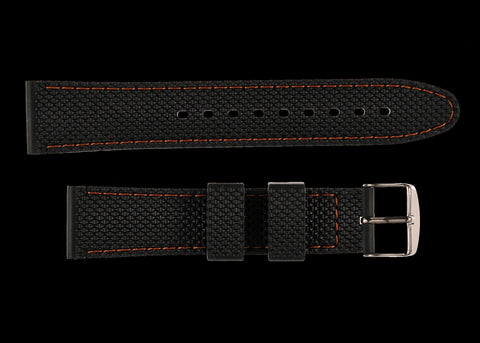 MWC 20mm Silicone Divers Watch Strap with Orange Detailing