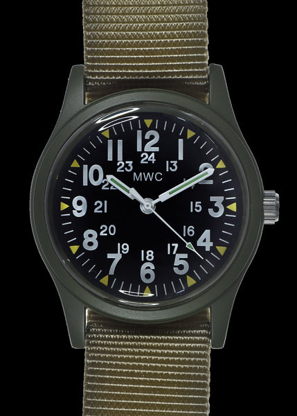 MWC Classic 1960s/70s Pattern Olive Drab Vietnam Watch on Khaki Strap